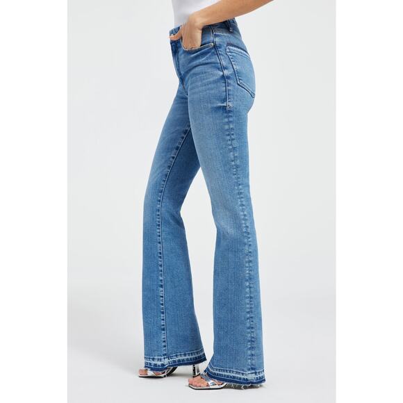 GOOD AMERICAN Good Classic Boot Jean Indigo412 High Rise Distressed Women's 6/28 - Picture 3 of 16